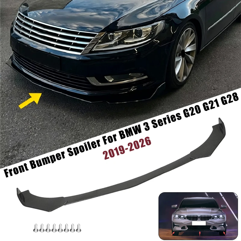 Sport Front Bumper Splitter Spoiler Lip For BMW 3 Series G20 G21 G28 2019-2026 5Pcs Adjustable Sectional Car Tuning Body Kit
