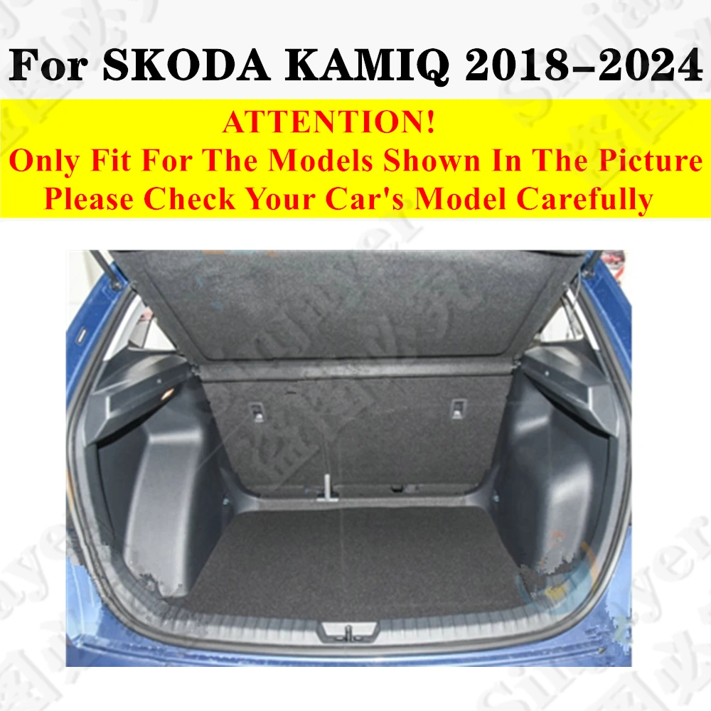 High Side Car trunk mat for SKODA Kamiq 2024 2023 22-2018 Tail Boot Tray luggage Pad Cover Rear Cargo Liner Interior Accessories