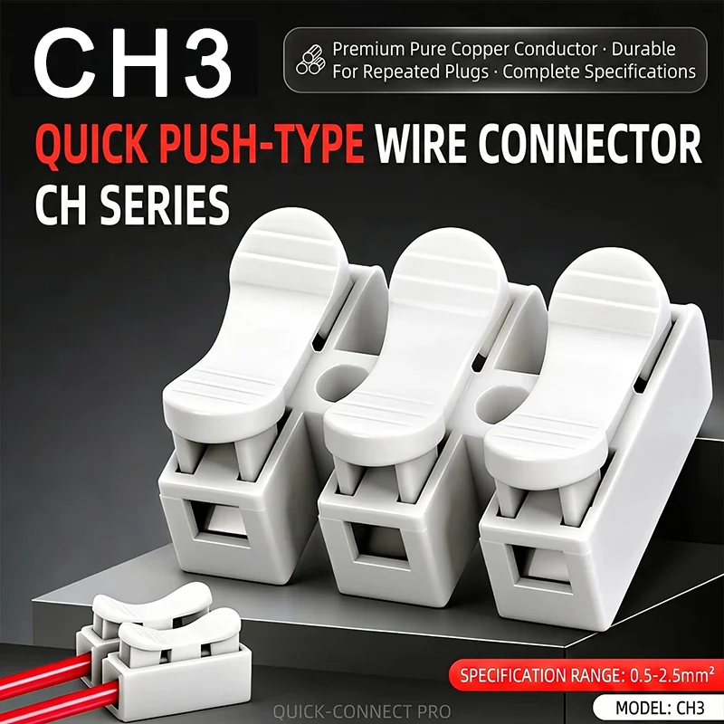 20pcs Quick Wire Connectors 3P No Soldering Required Spring Clamp Cable Terminals Screwless Terminal Block for Electronics