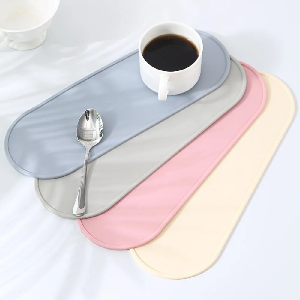 1PCS Seasoning Bottle Storage Tray Anti Slip Heat Resistant Dish Draining Mat Washable Silicone Vanity Tray for Kitchen Bathroom