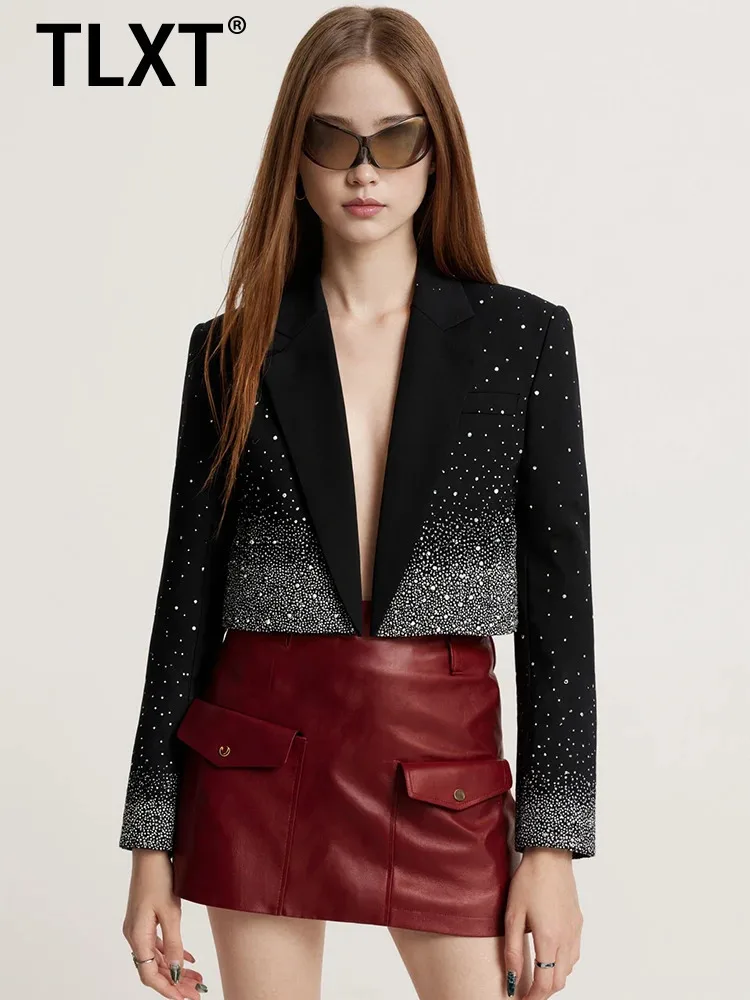 

TLXT модный женский высококачественный универсальный пиджак с лацканами и длинными рукавами, короткий пиджак, осень 2021, новинка XK1495