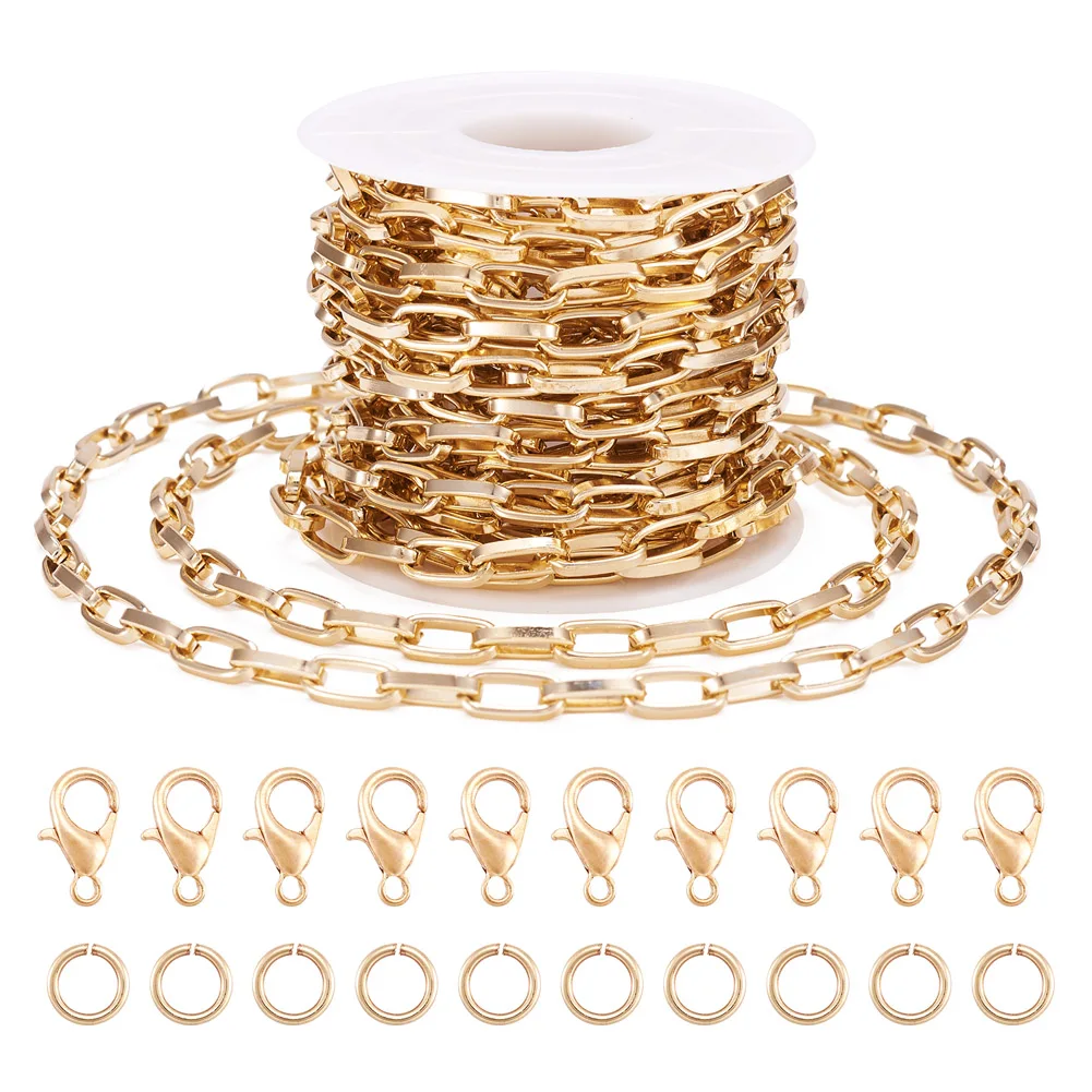 

4.5mm 1 Set DIY Aluminium Necklaces Making Kits Aluminium Chains Golden Color for Making Necklace Bracelet Jewelry Supplies