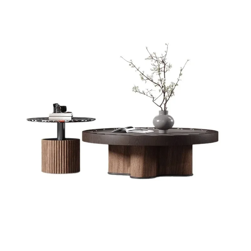 Medieval style round coffee table high sense retro art Italian style