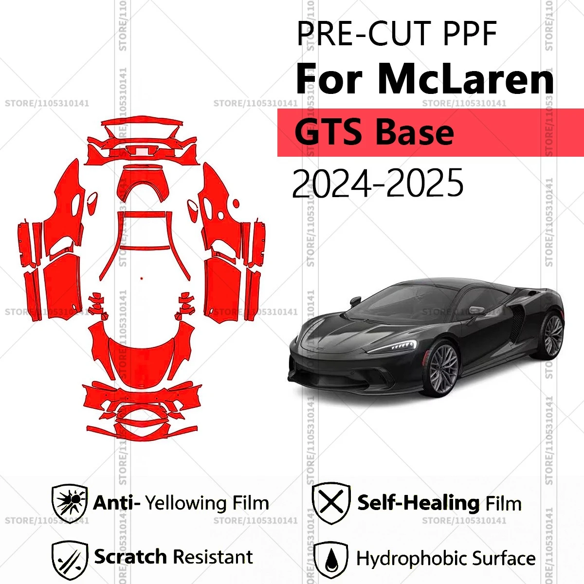 Pre-Cut Paint Protection Film PPF Transparent Car Film Automotive PPF Full Vehicle For McLaren GTS Base 2024-2025 Professional