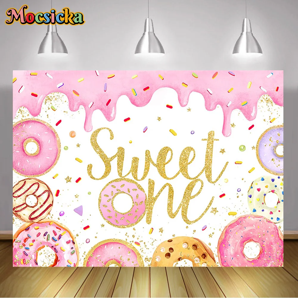 Mocsicka Sweet One Photography Backdrop Girls Pink Kids Birthday Party Decoration Baby Bath Newborn Photography Props Studio