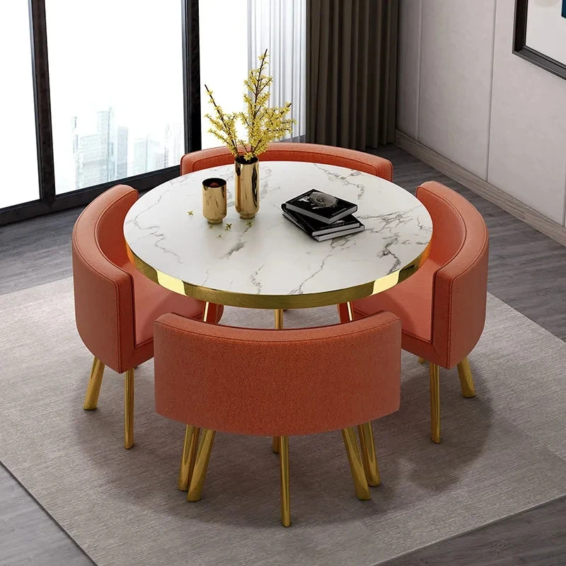 Simple Creative Coffee Shop Milk Tea Shop Small Round Table Four Chair Combination