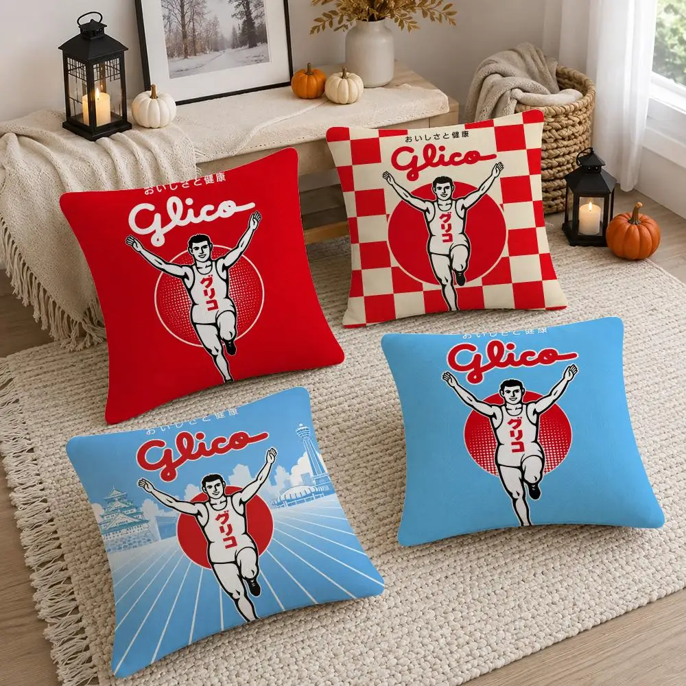 Food Brand Glico Cushion Cover Soft Fluffy Short Plush  Pillow Case Throw Decorative Cushion Covers for Sofa Bedroom Home Decor