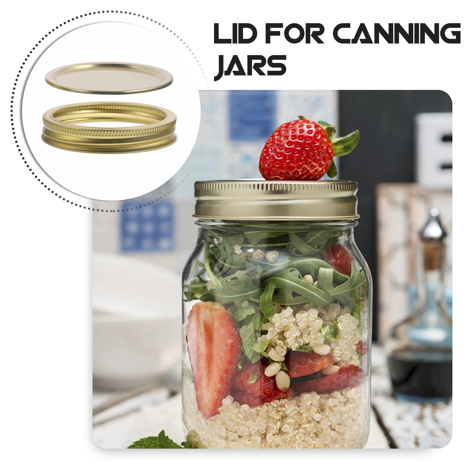 

5 Sets Durable Metal Canning Jar Lids Airtight Tinplate Mason Jar Caps Food Storage Containers