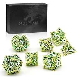 Dados DND de Metal, 7 Uds., dados D&D de vid hueca, dados RPG para mazmorras y dragón, juego de rol