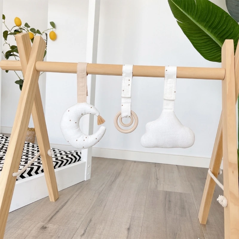 3Pcs Baby Gym Pendant Wooden Toy Activity Playing Gym Hanging Toy for Babies