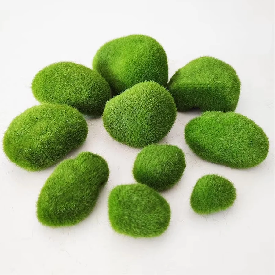 5Pcs Artificial Moss Rocks Decorative, Green Moss Balls, for Floral Arrangements Gardens and Crafting Display