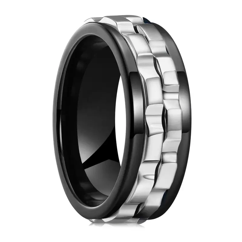 Stainless Steel Gear Rotating Anti Stress Ring Men Anxiety Relife Spinning Joint Ring Fidget Spinner Free Shipping Bague Homme