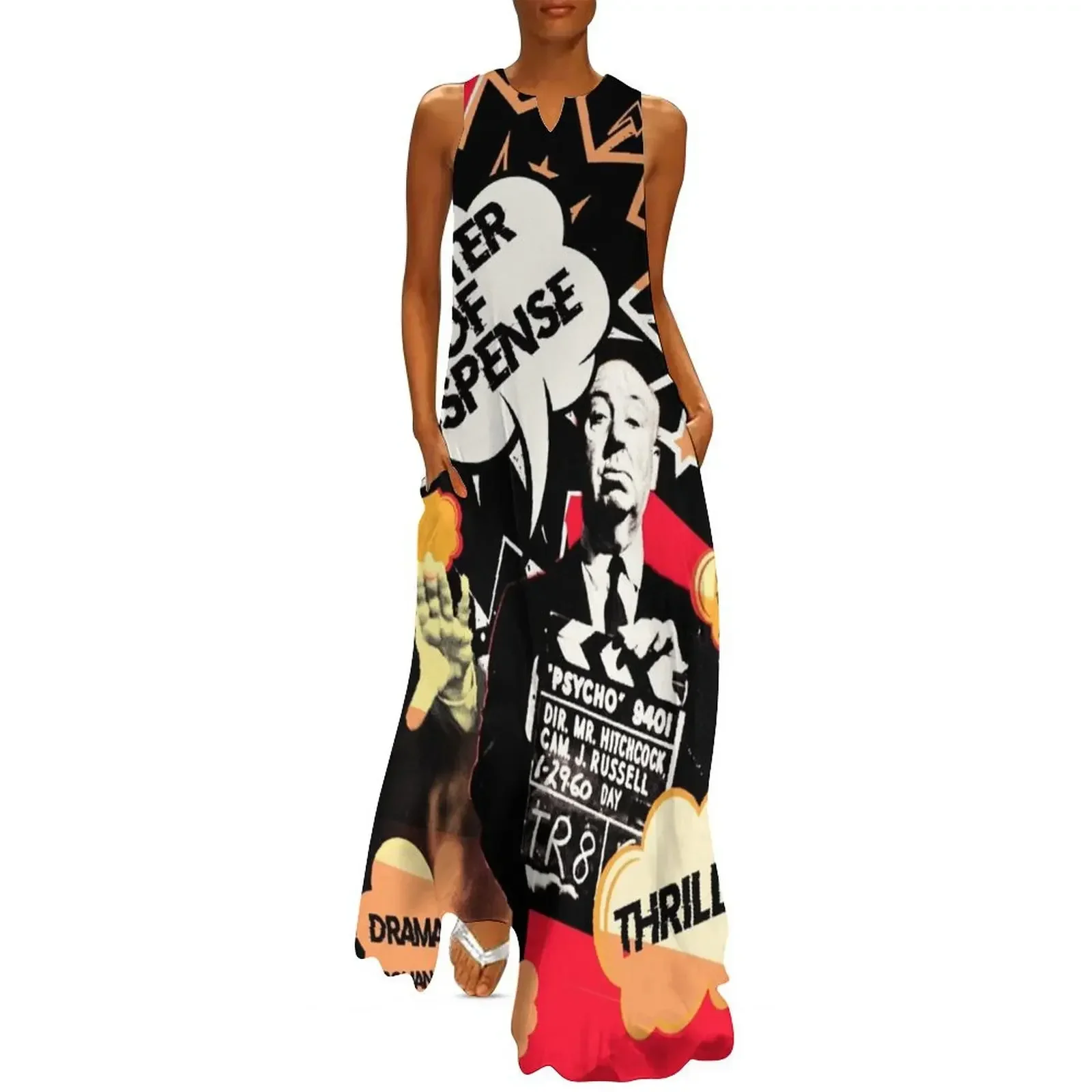 

Alfred Hitchcock Cartoon, Officially Licensed Fan Art Long Dress Women long dress Dress