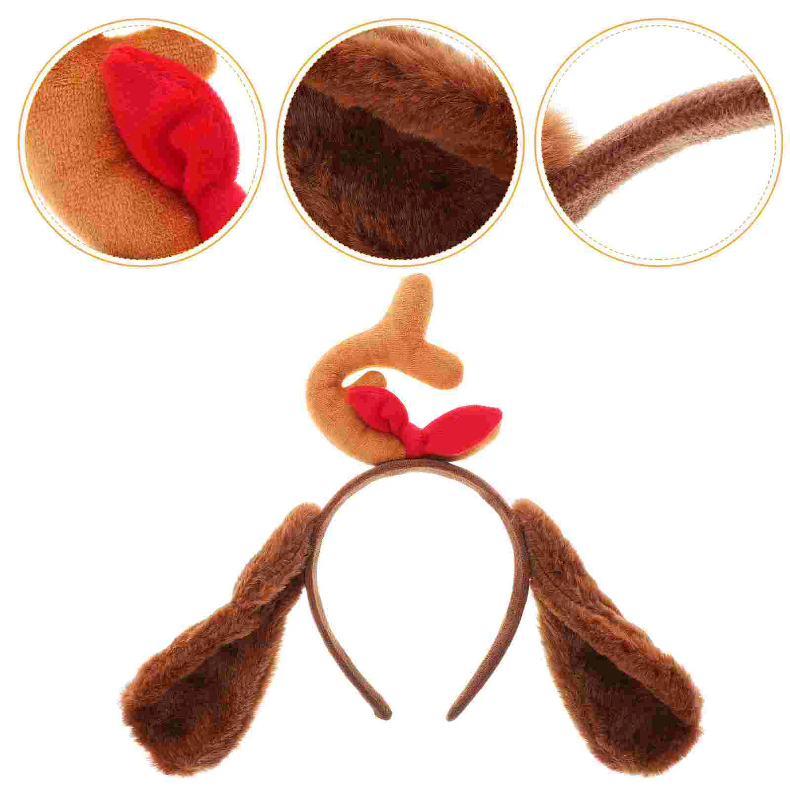 Deer Antlers Halloween Dog Headband with Ears Cute Puppy Coffee Animal Cosplay Prop