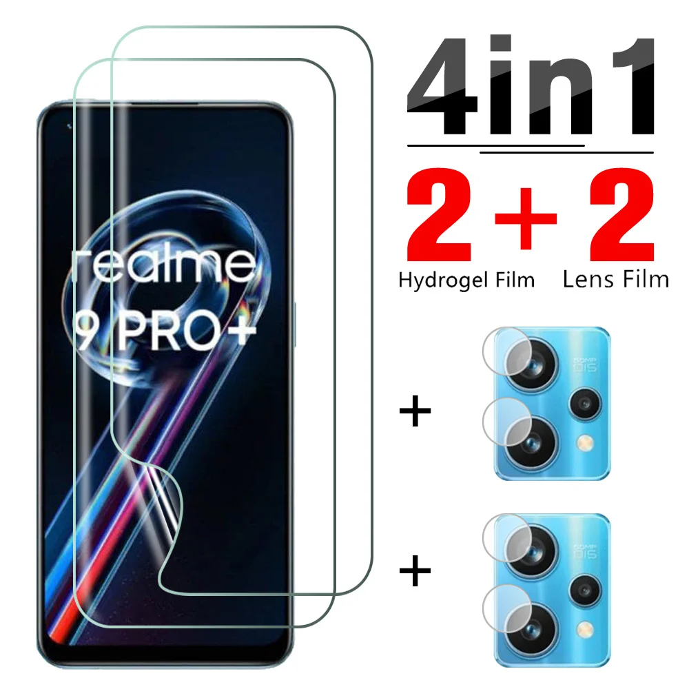 Película de hidrogel 4 em 1 para realme 9 pro + protetor de tela para realme 9i 8i realmy 8 pro 8 5g película protetora de lente de câmera não é vidro