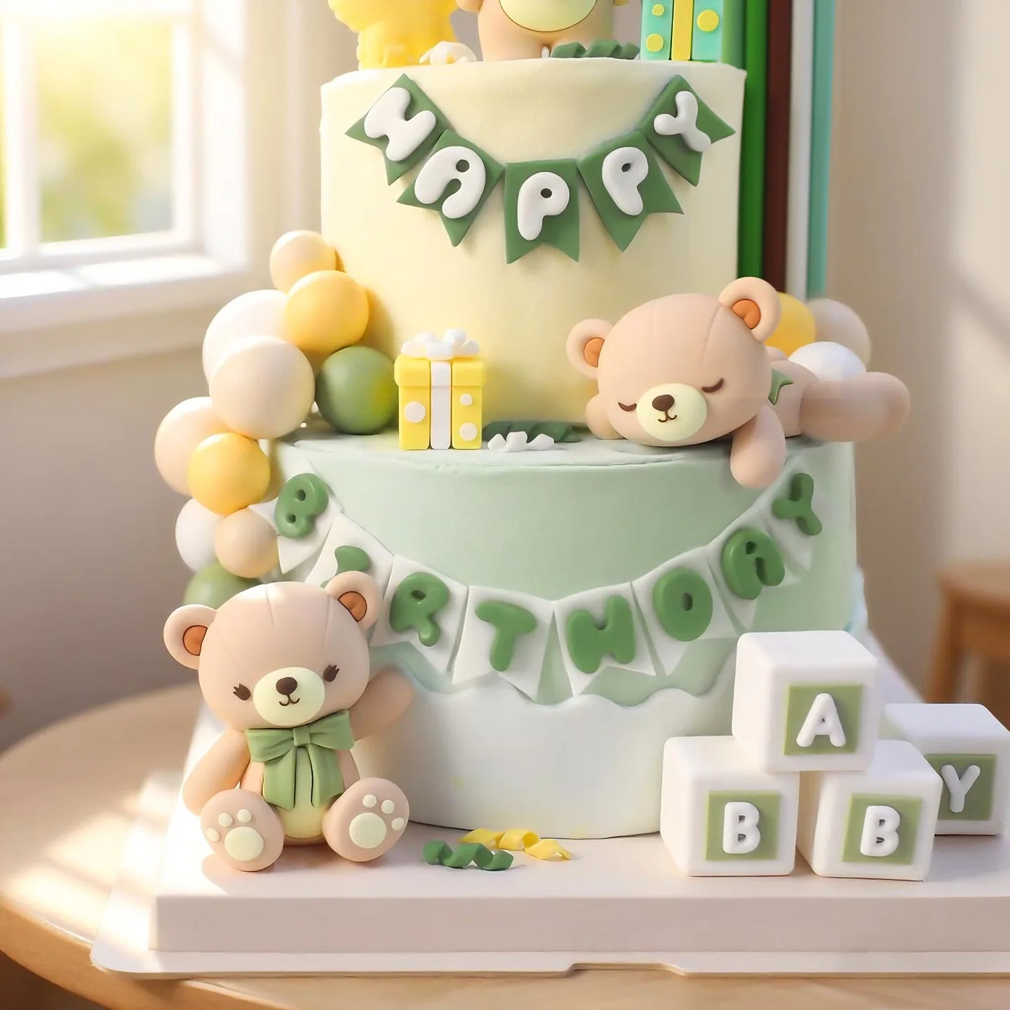Décoration de gâteau d'anniversaire pour bébé ours en dessin animé, 1er, 2e, 3e anniversaire, décoration de cupcakes pour enfants, fournitures de fête, cadeau de baby shower