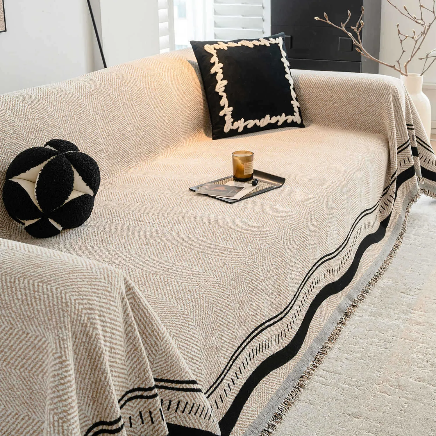 

seat cushion Sofa Boho Style Chenille Sofa Towel Tassels for Living Room Camping Picnic Large Blanket Leisure Relax Beach Towel