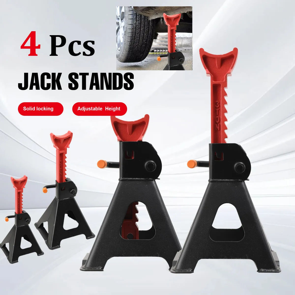4 soportes de eje para caravana de coche, soportes de sujeción de eje de alta resistencia de 3 toneladas, elevación de soporte de gato de reparación de automóviles 275mm-415mm