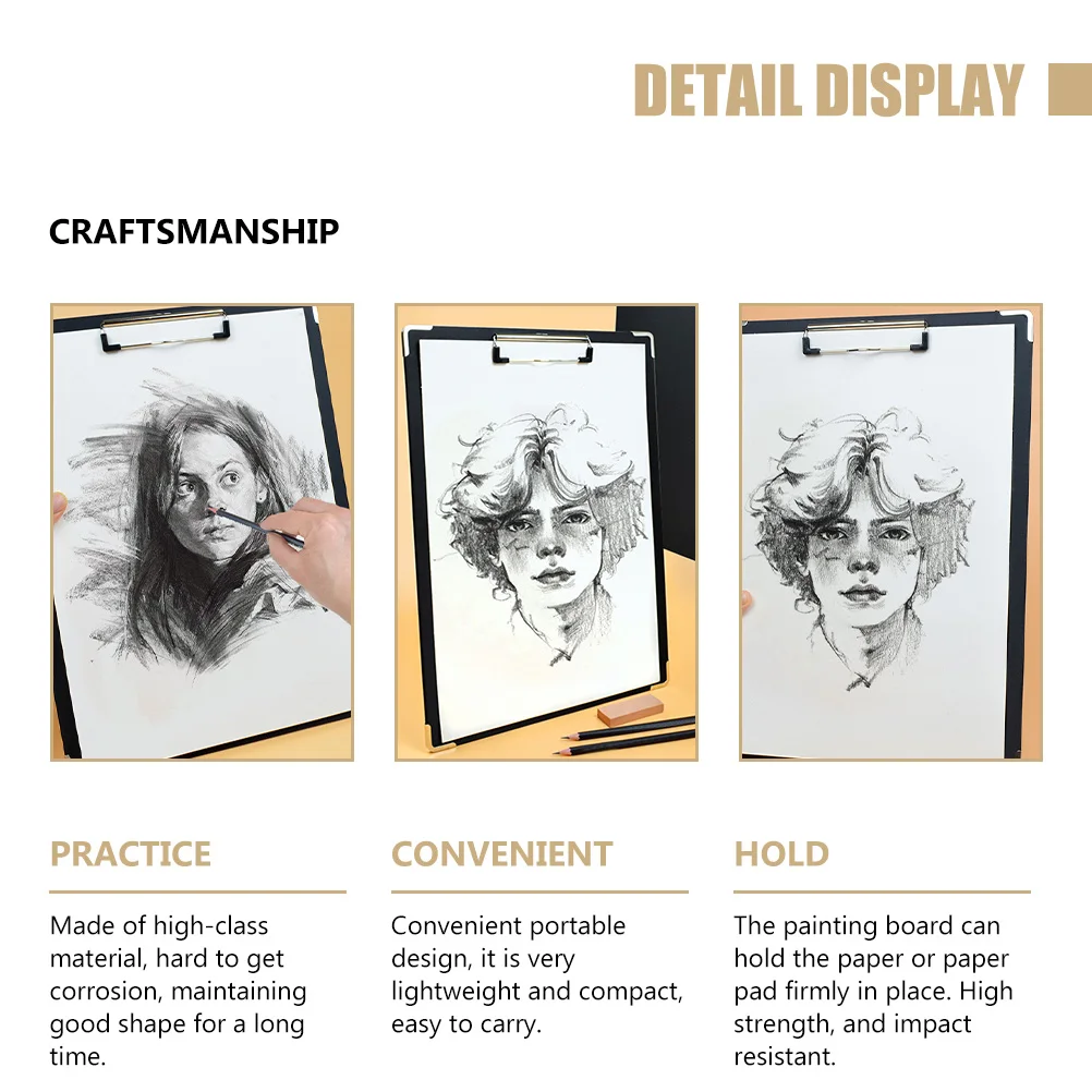 

2 Pcs Sketchpad Clip Painting Board Artist Supplies Drawing Writing Waterproof Sketching