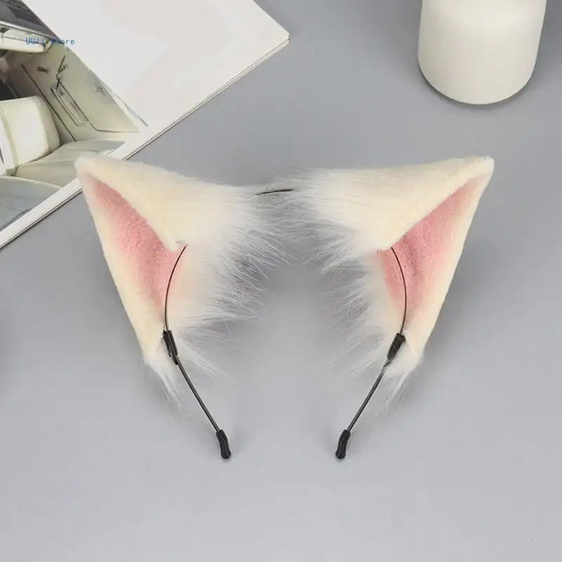 Realistic Foxes Ear Hairband Woman Music Festivals Makeup Headband for Mardi Gras Carnivals Cosplay Hair Accessories