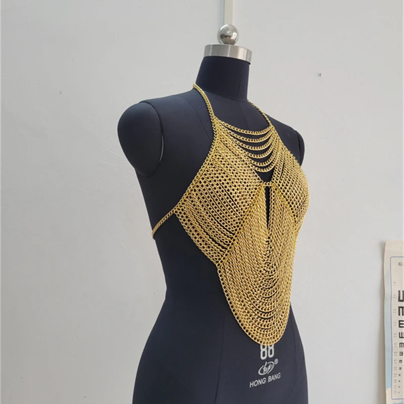 Handgefertigte Körperketten-Accessoires Damen Tanktops Gold Silber Sexy BH Crop Tops 2026 Sommer-Top 2000er Jahre Kleidung Vintage Camisole – Detail 7
