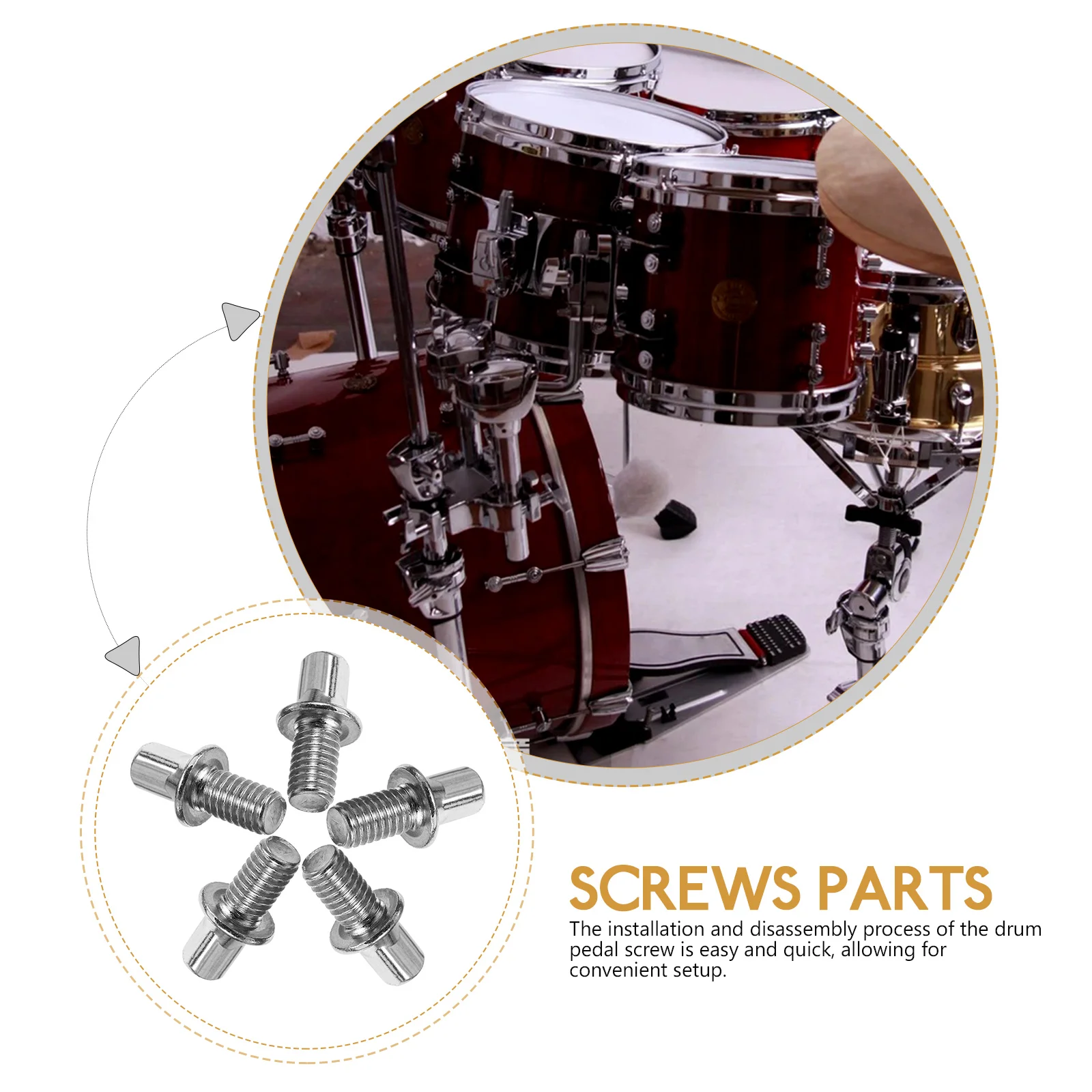 

5pcs Square Head Nut Drum Pedal Screw Zinc Alloy Replacement For Percussion Instrument Portable Sturdy Metal Fixing Part