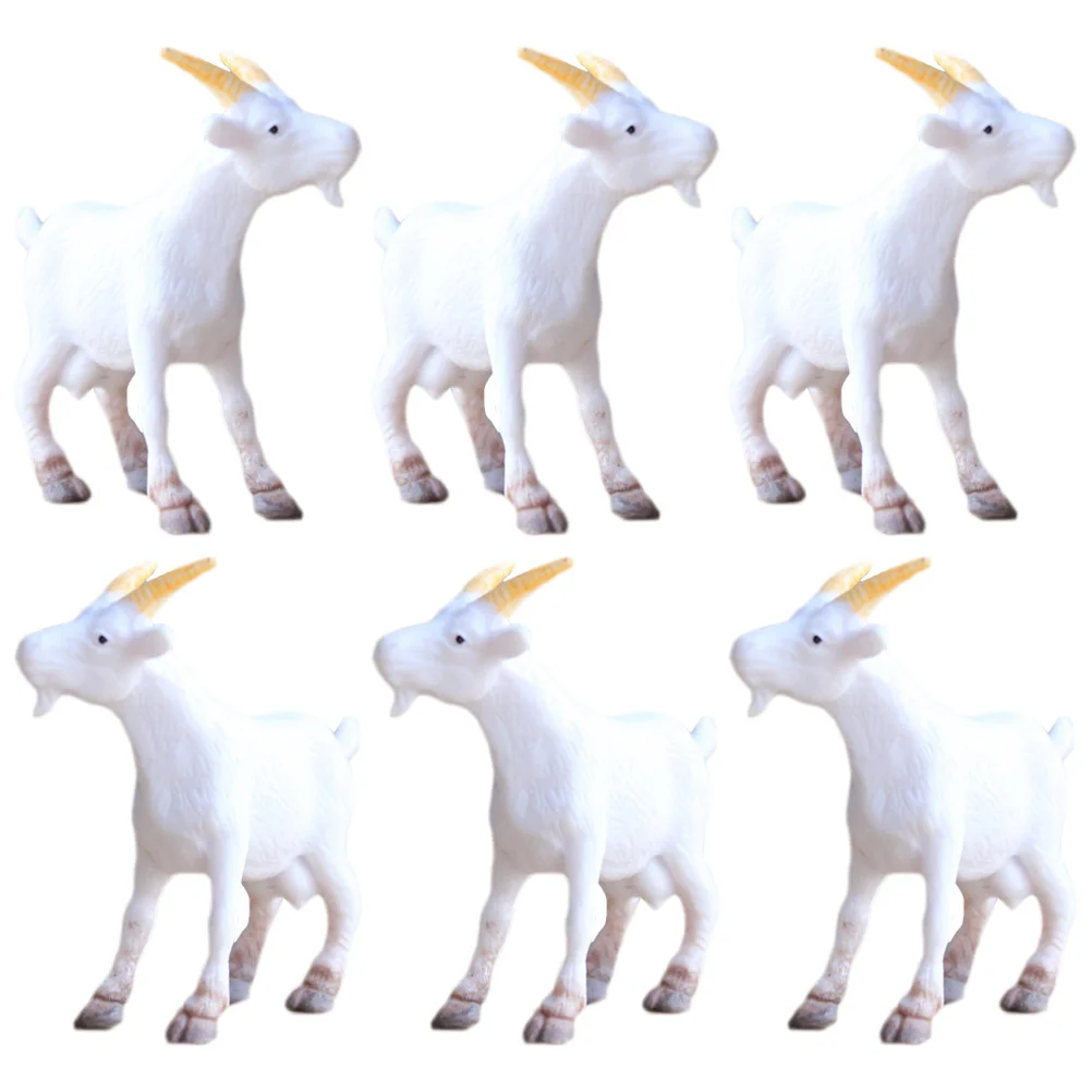 6Pcs Goat Figurines Plastic Realistic Sheep Educational Goats Ornaments Animal Models Small Lambs To-Y Figures Fairy