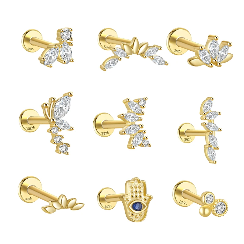 ROXI-pendientes de plata de primera ley con forma de ojo de caballo para mujer, aretes pequeños, plata esterlina 925, Circonia cúbica, zirconia,