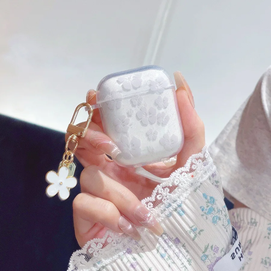 Подходит для AirPods Pro, защитный чехол для наушников Ins Flower для Apple, чехол для наушников AirPods 1/2 с подвеской