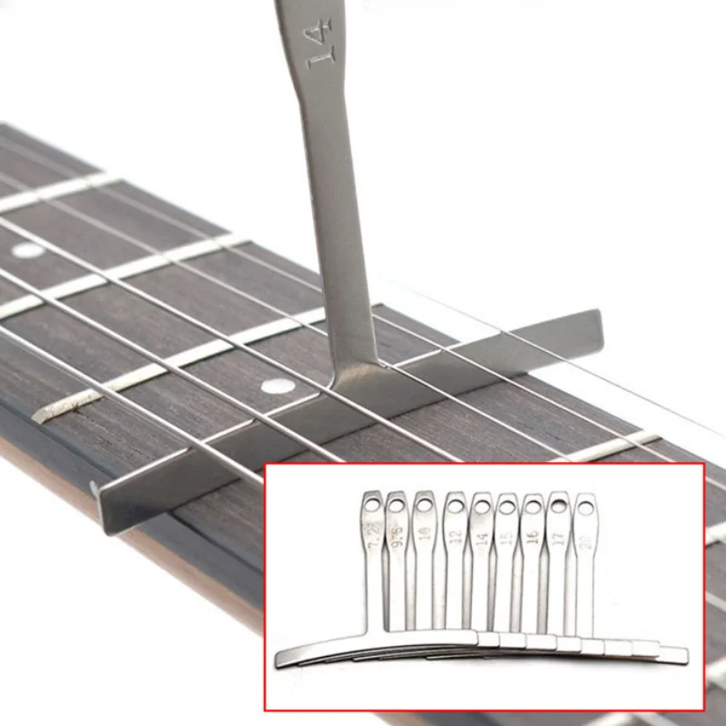 9Pcs Guitar Under String Radius Gauge Neck Notched Straight Edge Builder Measure Stainless Steel Guitar Builder Luthier Tools