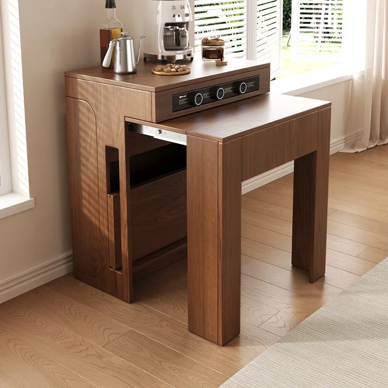 Nordic retractable dining table island integrated household small apartment space saving storage multi-functional invisible