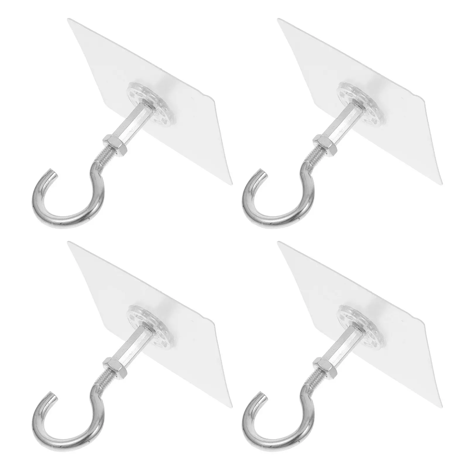 4Pcs No Drill Self Adhesive Ceiling Hooks Heavy Duty Hanging Plants Wind Chimes Outdoor Indoor Use Ceiling Hooks