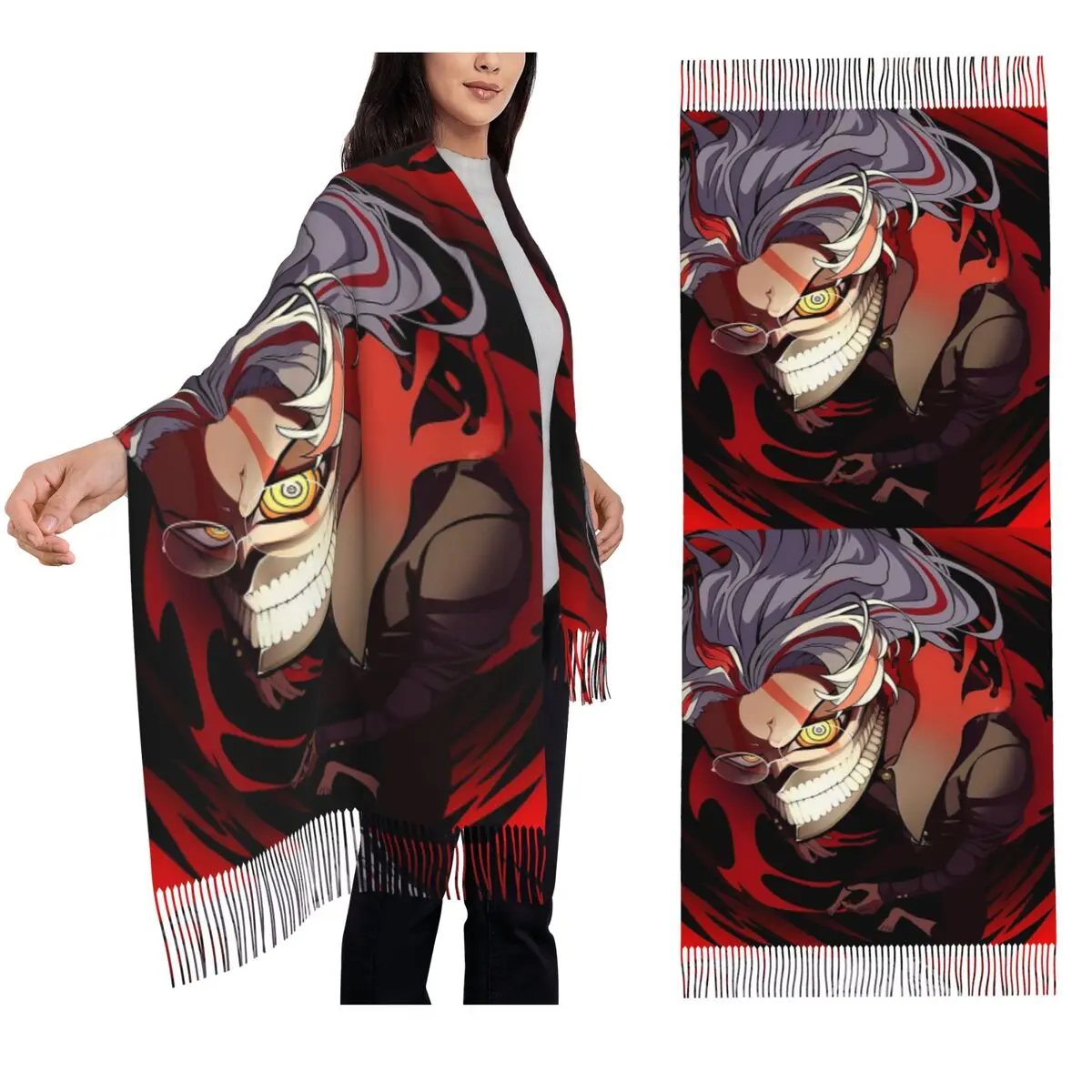 

Okarun Demonic Vortex Dandadan Anime Horror Core Scarf Tassel Scarves for Women Soft Shawls and Wraps Fall Winter Shawl Wrap