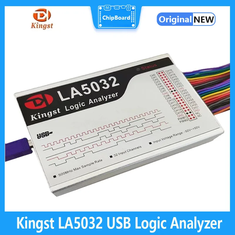 Kingst LA5032 USB Logic Analyzer 500M max sample rate,32 Channels,10B samples, MCU,ARM,FPGA debug tool, English software