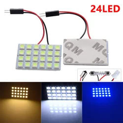 2 sztuki oświetlenie panelowe LED 5050 COB 24SMD samochód Festoon(29-41mm) C5W T10 BA9S lampka do czytania łódź Auto kopuła żarówka 12V 6000K ciepła biała lampa