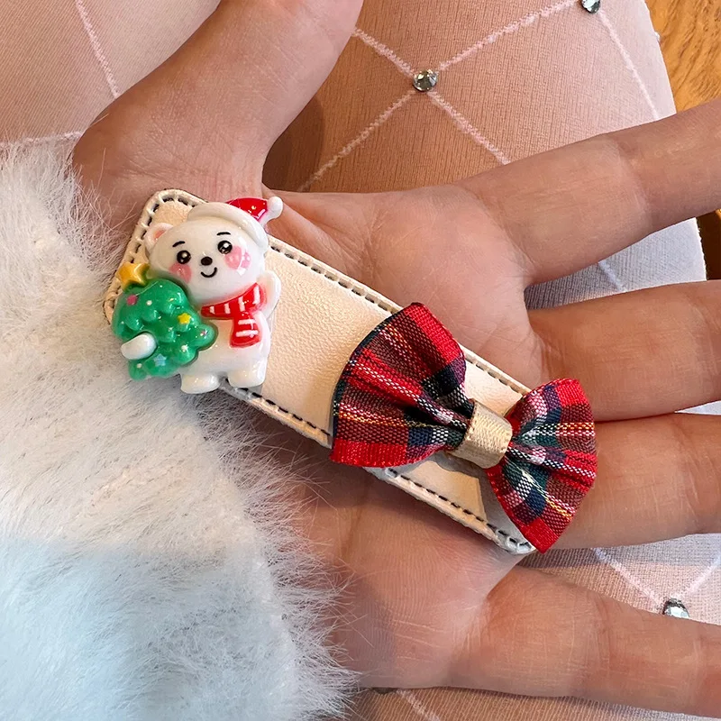 Horquilla con lazo de lentejuelas Rojas, lindo muñeco de nieve de Papá Noel, horquilla festiva de Año Nuevo, Clip de flequillo, accesorios para el cabello de Navidad, moda 2024