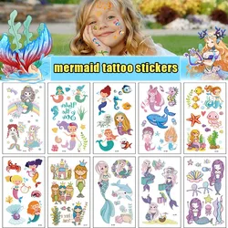 10 Pack Fake Tattoo Stickers Cartoon Temporary Tattoos Kids Arm Tattoos Kids Undersea Mermaid Fun Party Tattoo Stickers