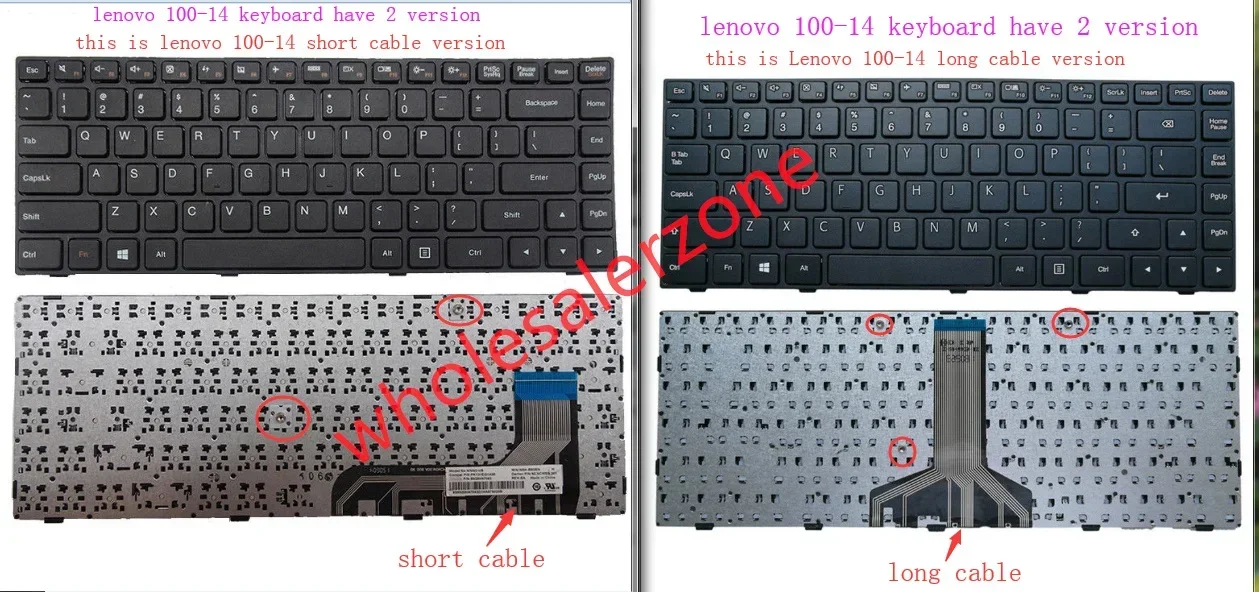 New for Lenovo tianyi 100-14 series 100-14IBD,100-14ISK laptop long cable version US Keyboard