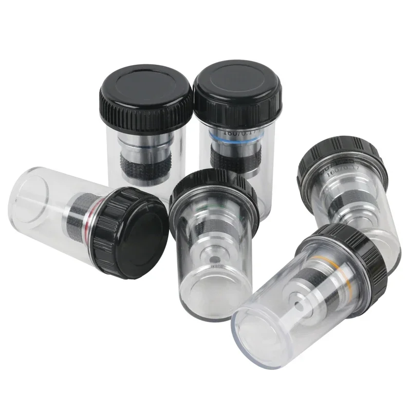 185 Achromatic Pure Copper objective Lens 4X 10X 20X 40X 60X 100X RMS 20.2mm for Biological Microscope Conjugate Distance 185 mm