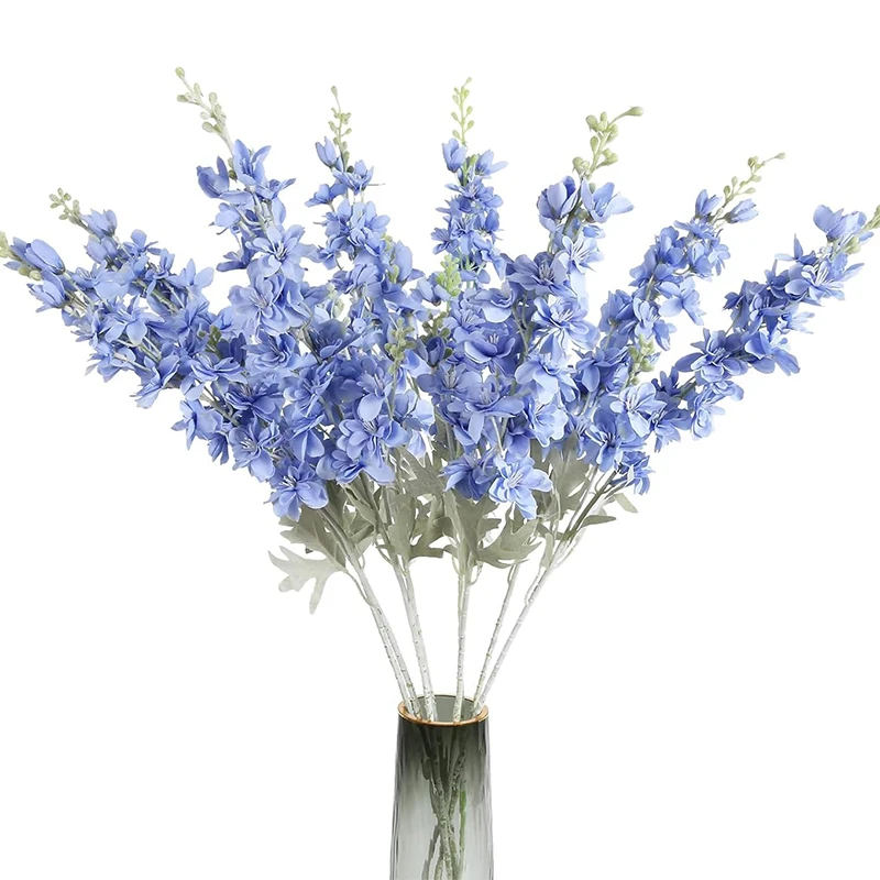 2Pcs Delphinium Artificial Flower 85cm Long Larkspur Stem Silk Flower Bouquet for Home Room Garden Outdoor Wedding Decoration image 3