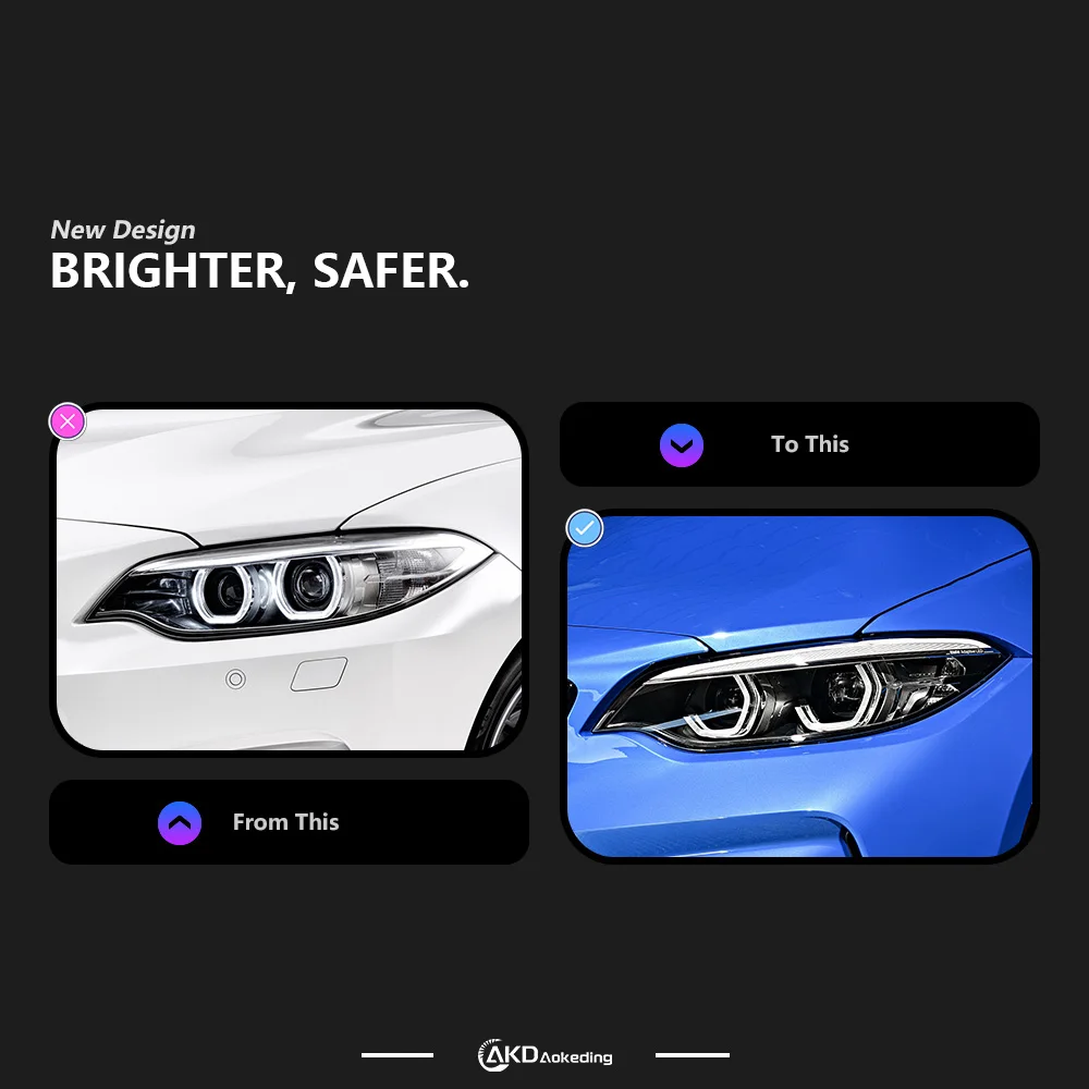 

AKD 2 шт. для BMW F22 2014-2019, светодиодные фары F23 220i, комплект для модернизации в стиле R-Line, аксессуары для инструментов