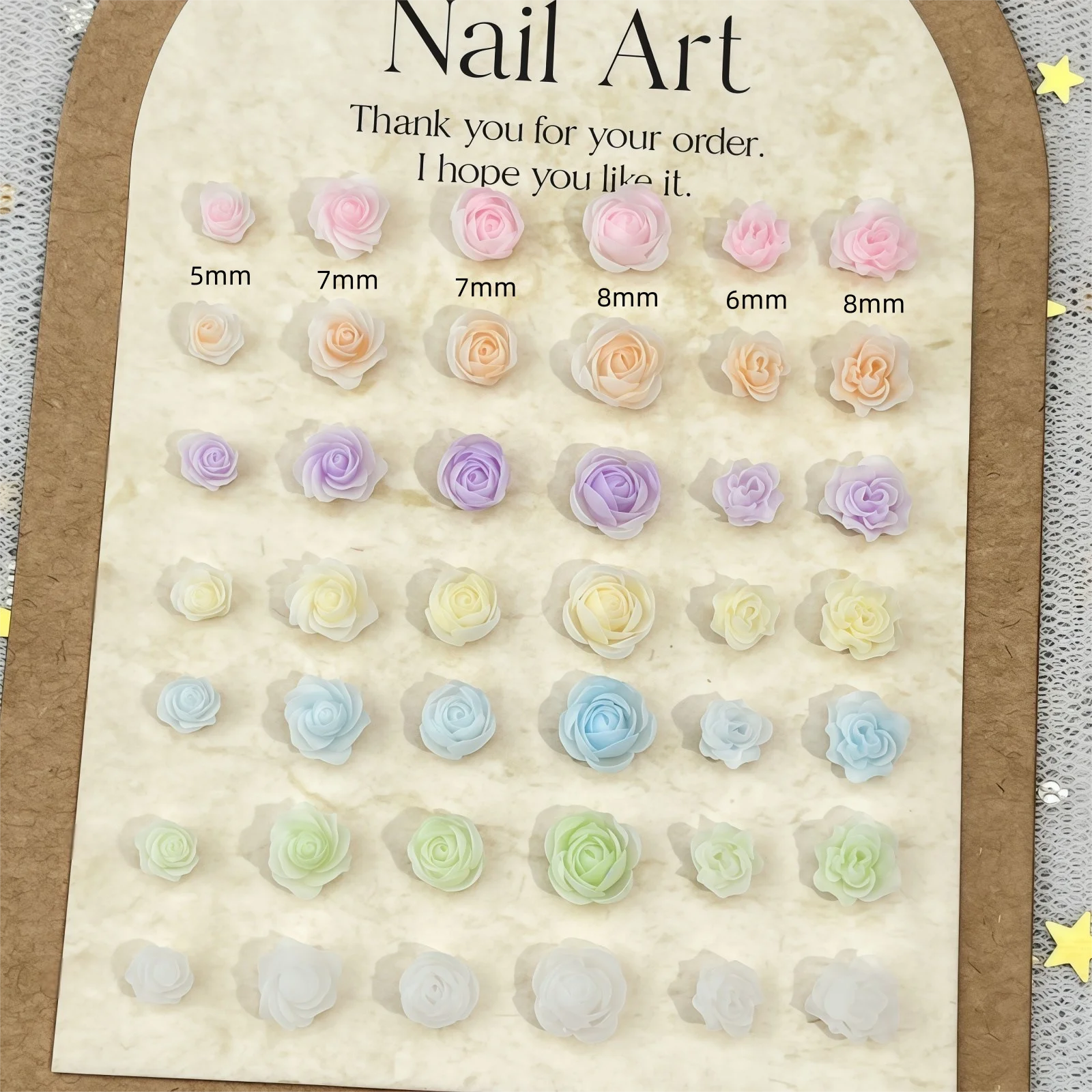 50PCS Large & Small Size Soft Carved Rose Series Nail Art Charms Mixed Soft Carved Earrings & Bracelet For Material DIY Jewelry