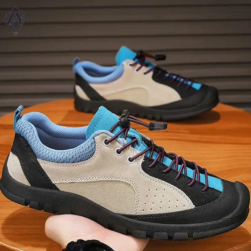 

Breathable Men's Outdoor Shoes 2024 All-match Men Casual Shoes Leather Fashion Walking Flats Men Antiskid Lace-Up Mens Sneakers