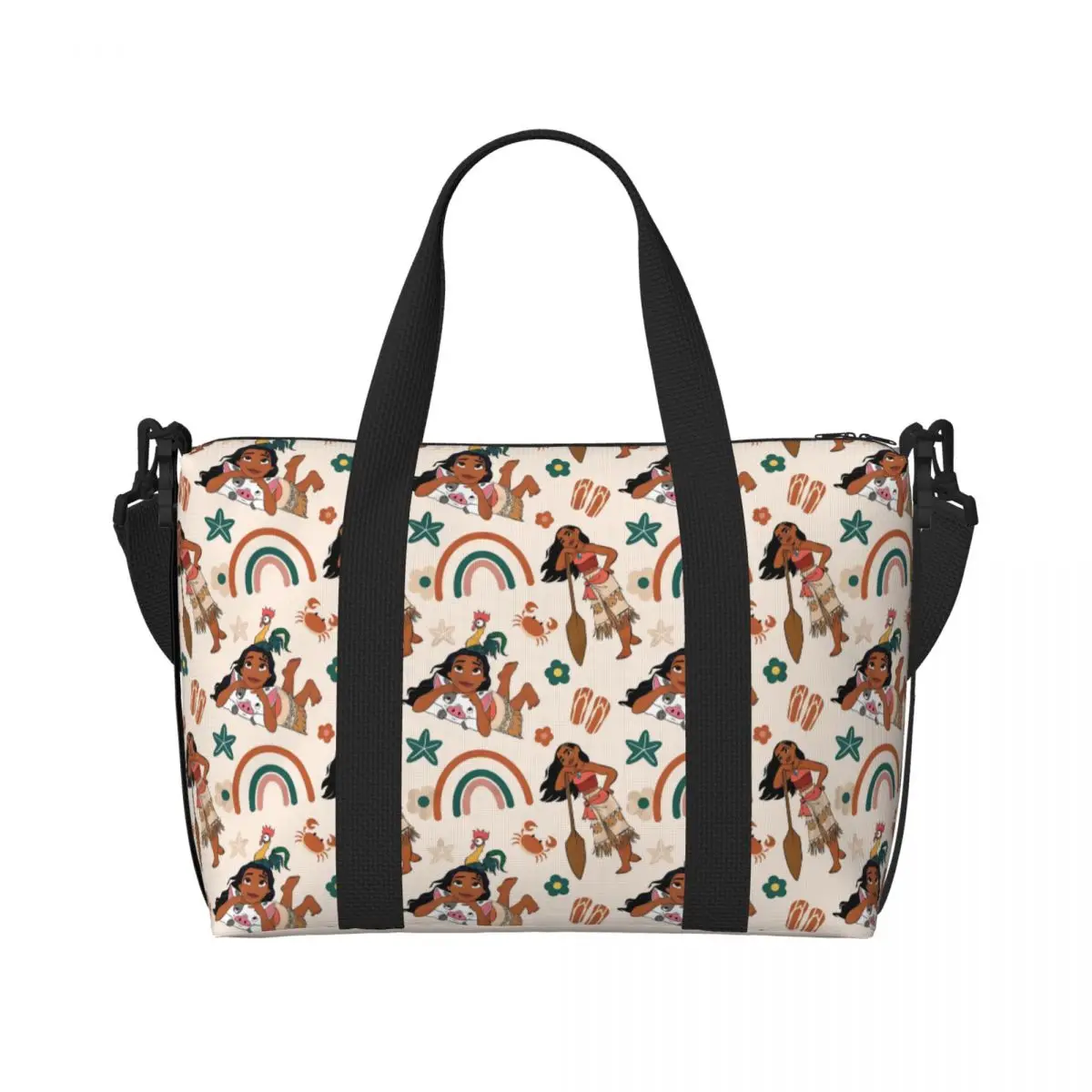 

Пляжная большая сумка Moana на заказ, женские аниме-сумки с большим отделением для спортзала, пляжные дорожные сумки