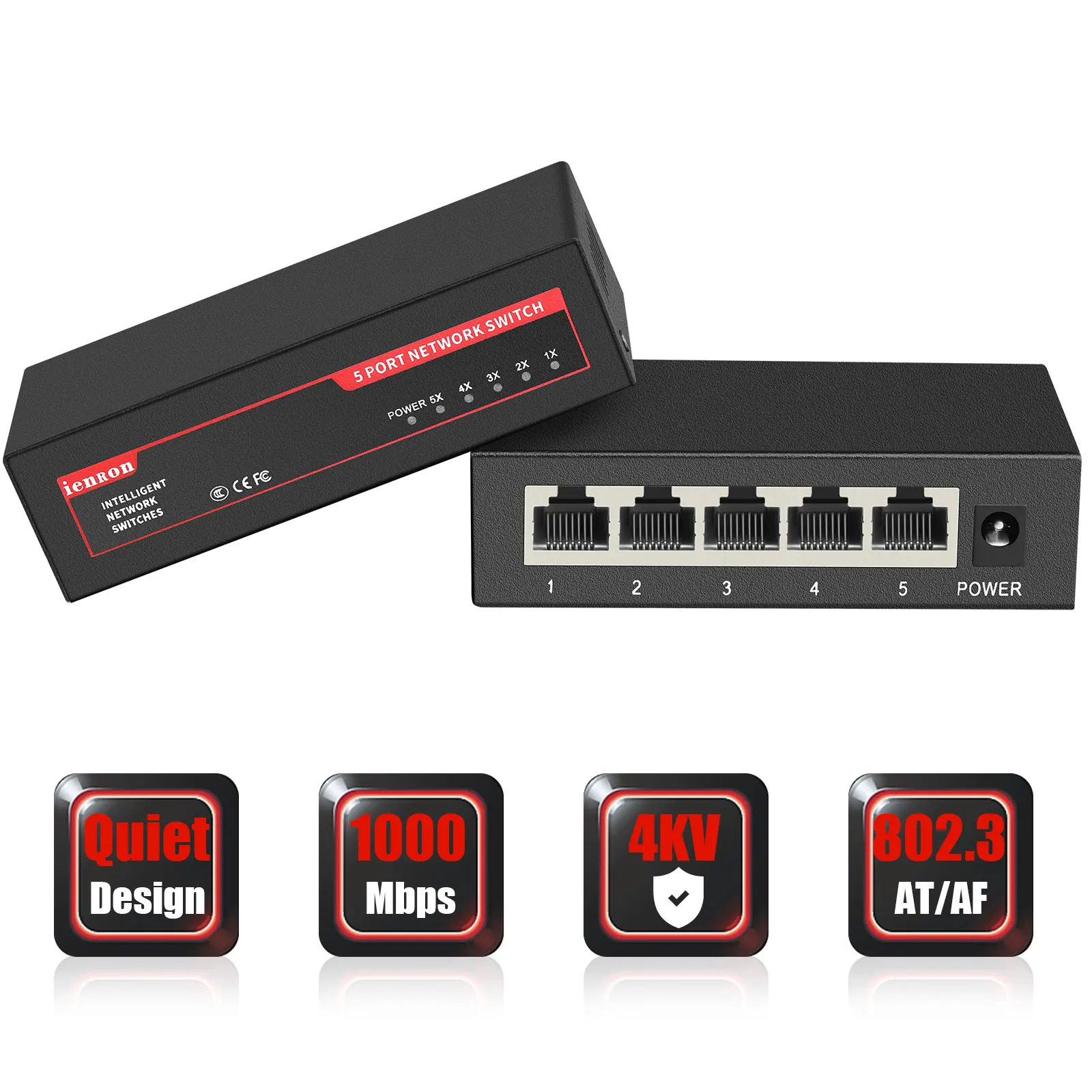 

5Ports Gigabit Switch Ethernet 1000Mbps 5 Fast RJ45 Hub Network Switch SOHO Desktop Smart WIFI Switcher Plug& Play For IP Camera