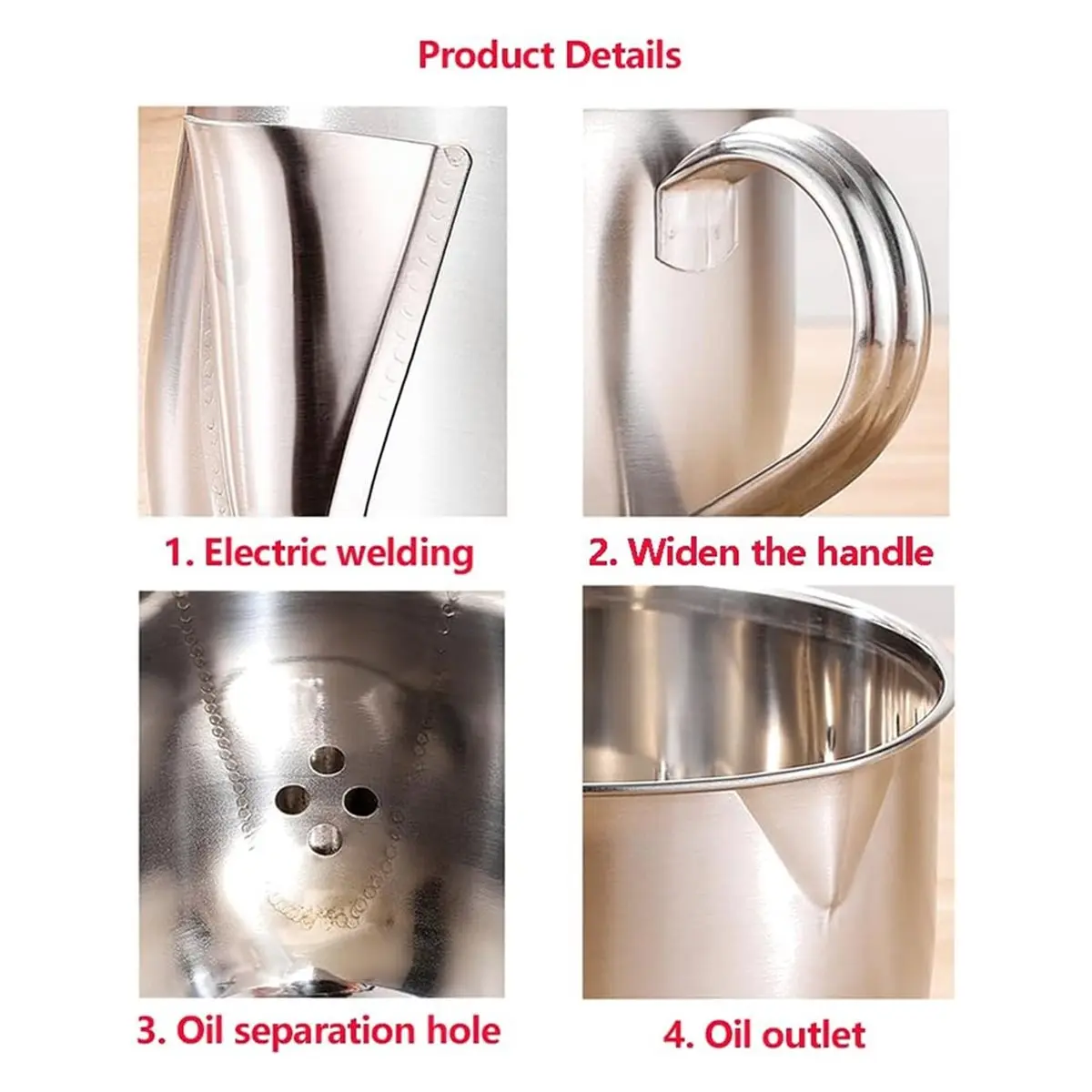 Fat Separator with Dual Spout Design, Stainless Steel Gravy and Sauce Separator for Broths, Stews and Hot Pot