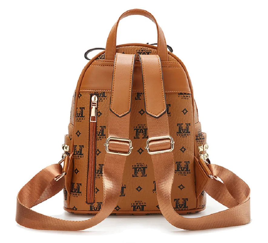 ใหม่แฟชั่นหรูหราพิมพ์คุณภาพสูงหนังกระเป๋าเป้สะพายหลังผู้หญิงคู่ซิปขนาดใหญ่ความจุไหล่กระเป๋าโรงเรียนกระเป๋า