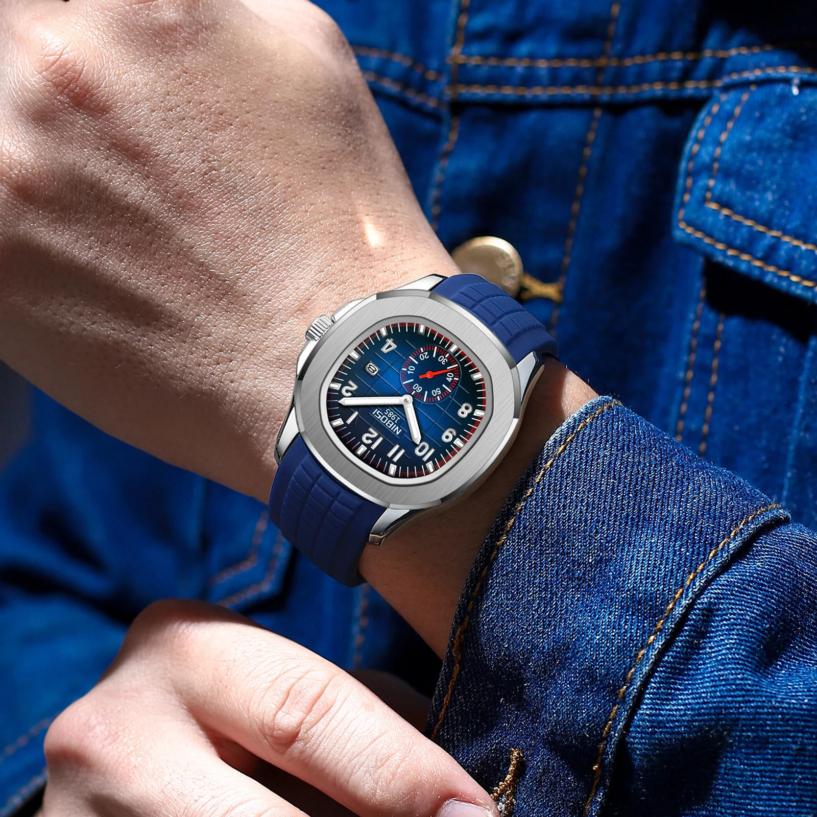 NIBOSI ساعات رياضية للرجال العلامة التجارية الفاخرة تاريخ السيارات ساعة الرجال مقاوم للماء مضيئة AQUANAUT ساعات كوارتز للرجال Reloj Hombre