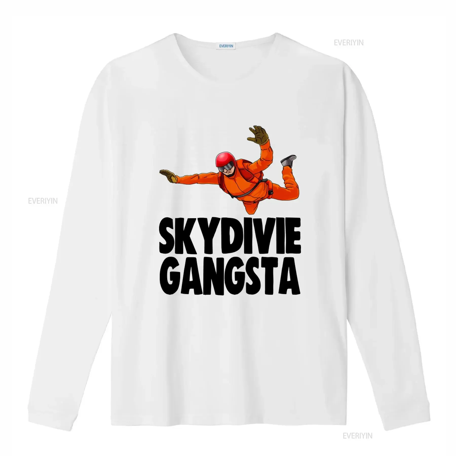 Skydivie Gangsta T Shirt Orange Jumpsuit Parachuting for Adventure Lovers vintage Washed Casual fashion graphic Breathable