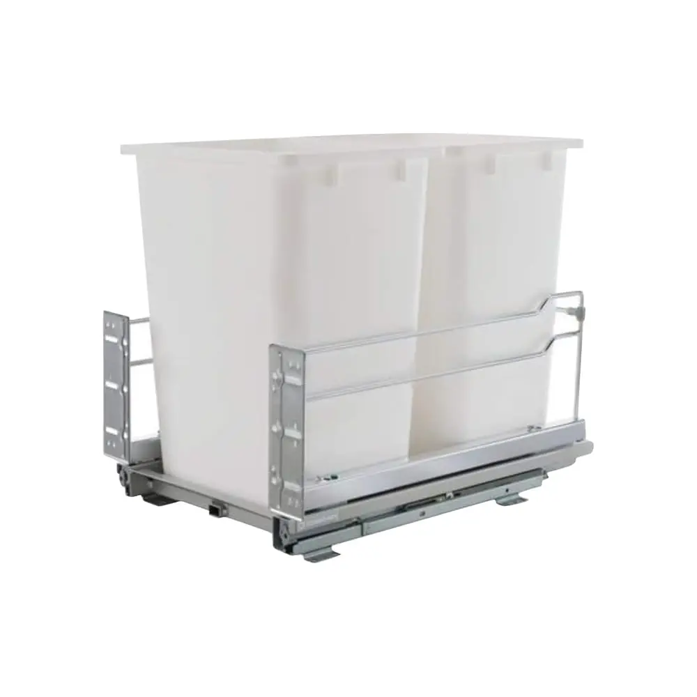 

Hardware Soft Closing Undermount Kitchen Cabinet Heavy Duty Pull Out Organizer Trash And Recycling Center With White Finish